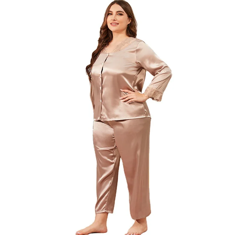 

In Stock High Quality Girls Couple Plus Size Sleep Wear Women Wholesale Pyjama Pajamas sets Silk Sexy Pyjamas Women's Sleepwear
