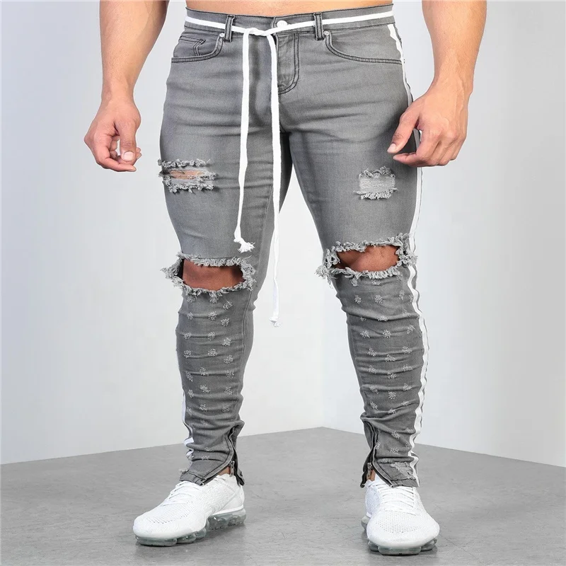 

Ripped Denim Wholesale Fashion Slim Men Jeans, Gray