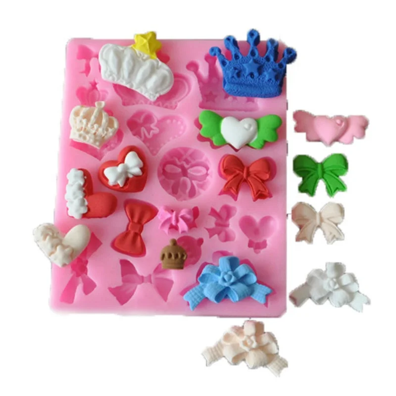 

BPA Free Silicone Mold Food Grade Chocolate Mold Handmade DIY Loaf Soap Mould Crown Bow Heart Flower Shapes Cake Mold, Pink