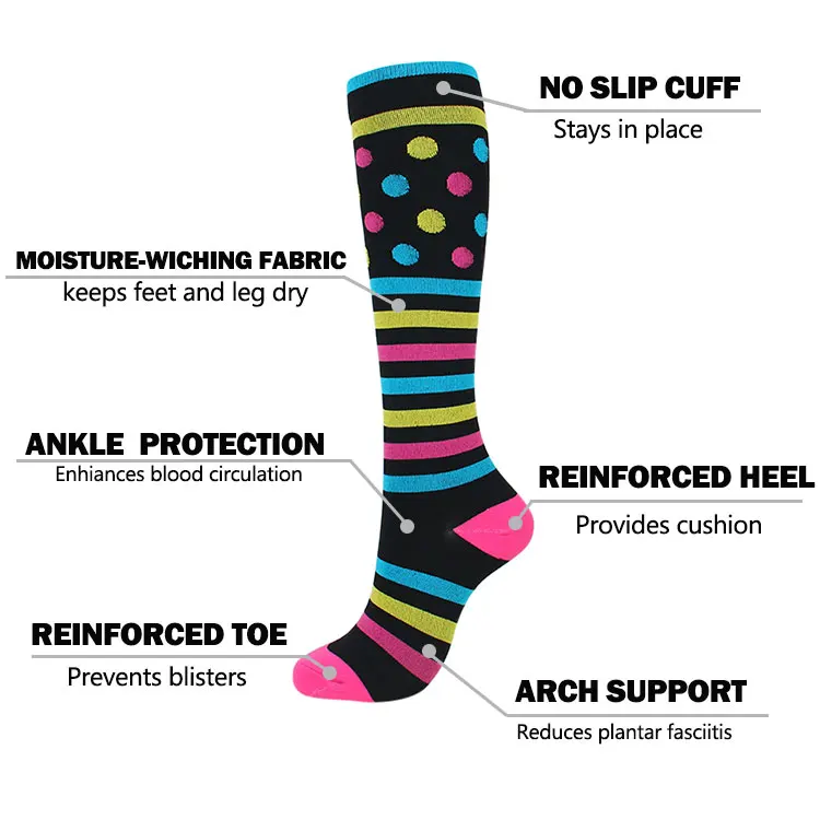 Compression-Socks-3.  Eco-Friendly Unisex custom logo running medical football sports compression socks 