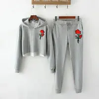 

2019 fashion rose pattern casual sports sets for women