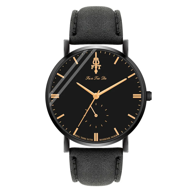 WJ-8741 Big Case Leather Band Man's Luxury Quartz Watch Fashion Simple Design Improve Temperament Made in China Wholesale