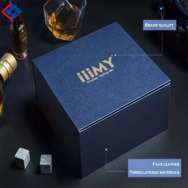 
2021 new High-end Whiskey Stones Gift Set 8 Whiskey Stones with 1 velvet bag 2 Delicate Whiskey Glass in Color Wooden Box 