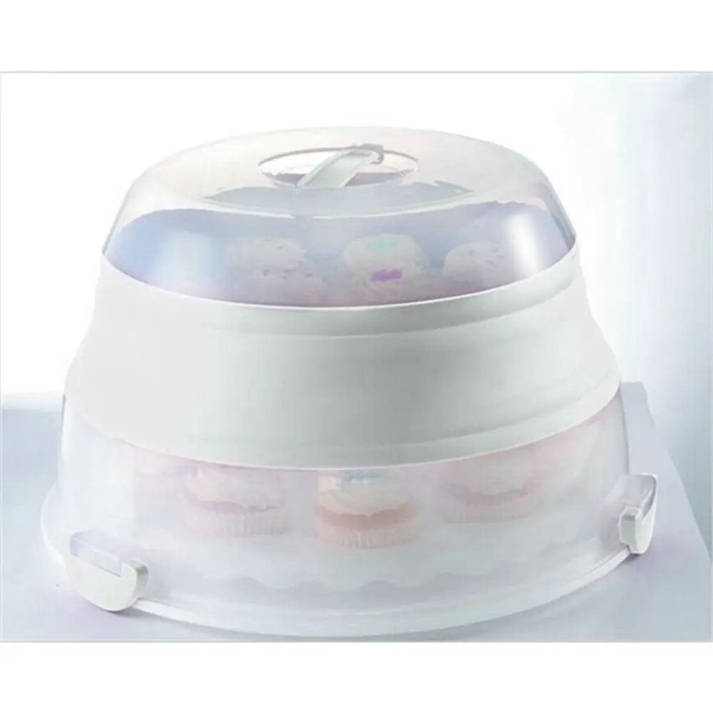 

Collapsible Cupcake And Cake Carrier, Clear, white and red or clear white and white
