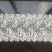 

Wholesale 24*300cm White Eyelash Crochet French Nylon Eyelash Lace Trims Chantilly Lace Trim For Lingerie