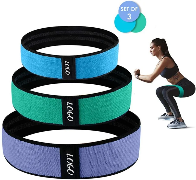 

2020 Amazon hot sell fabric resistance bands sets solid color fabric fitness bands home exercise for Christmas, 10 regular colors + customized color