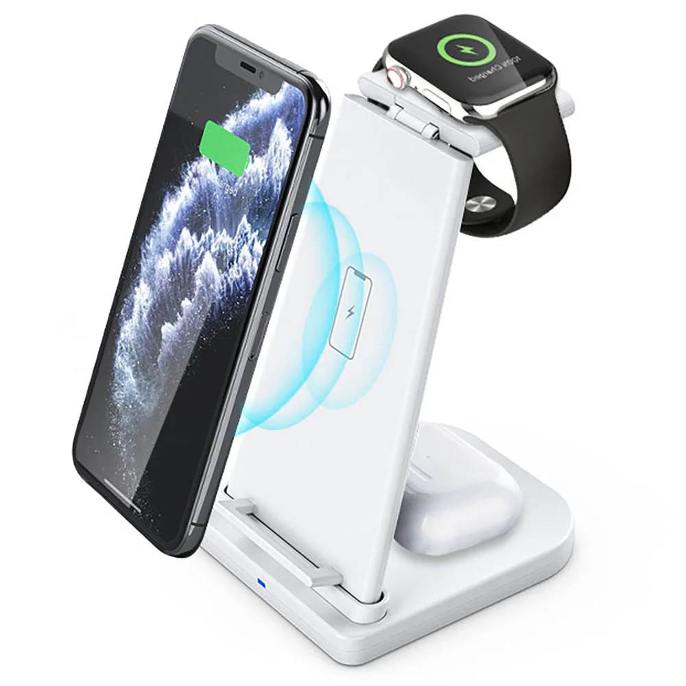 

2021 Hot Sale 3 in 1 Wireless Charger Dock Station Wireless Phone Holder For iPhone Wireless Charger For Apple Watch For AirPods, Black white
