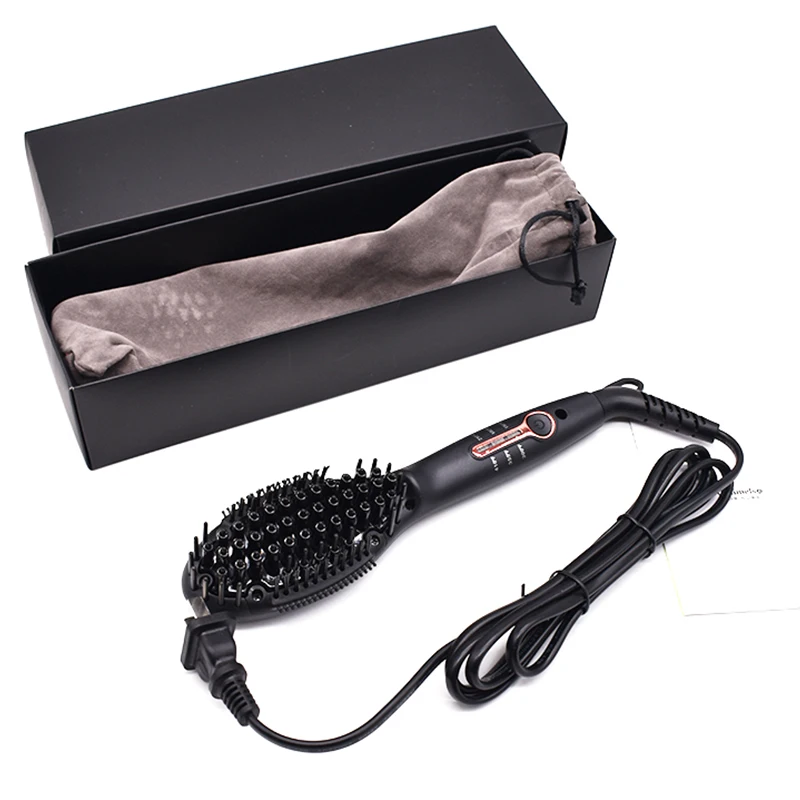 

2021 New Design Portable Flat Iron Hair Straightener With Brush Comb Hair Straightener With custom logo private hair tool