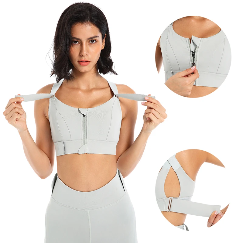 

Hot Popular Crop Top Fitness Sportswear Sports Bra High Quality Front Zipper Women's Underwear Running Push Up sexy xxx yoga bra