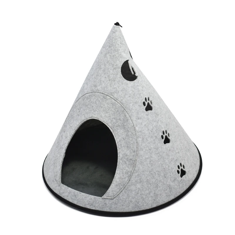 

Removable Cushion Soft Padded Sofa polyester Organic Polyester Warm Cat Cave felt cat carrier, Light grey, black or customized