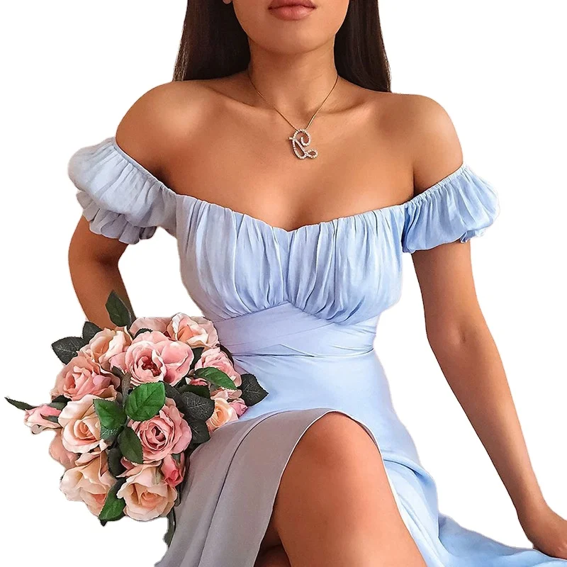 

Spring and Summer Elastic shoulder women's casual dress high quality waist o-neck casual dresses Oversized Ladylike Dress