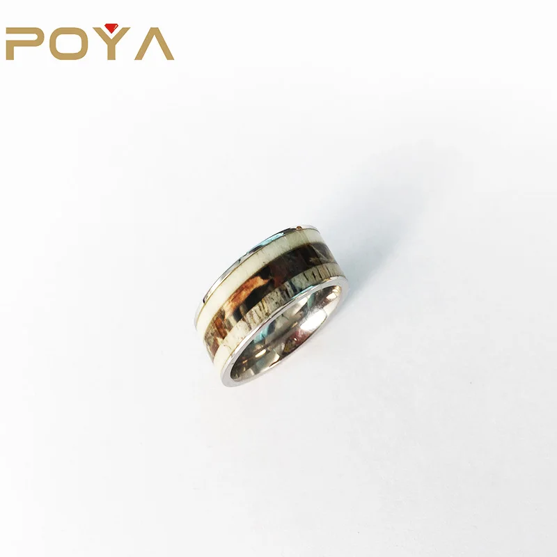 

POYA 6mm Titanium Ring Inlay Wedding Band Comfort Fit Deer Antlers Camouflage POYA Jewelry,poya Jewelry Invisible Setting 50pcs