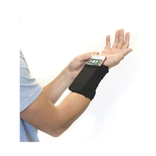 

High Quality 2 Pocket Wrist Wallet Sports Wrist Pocket for Travel Running Hiking, Custom/black/gray/purple