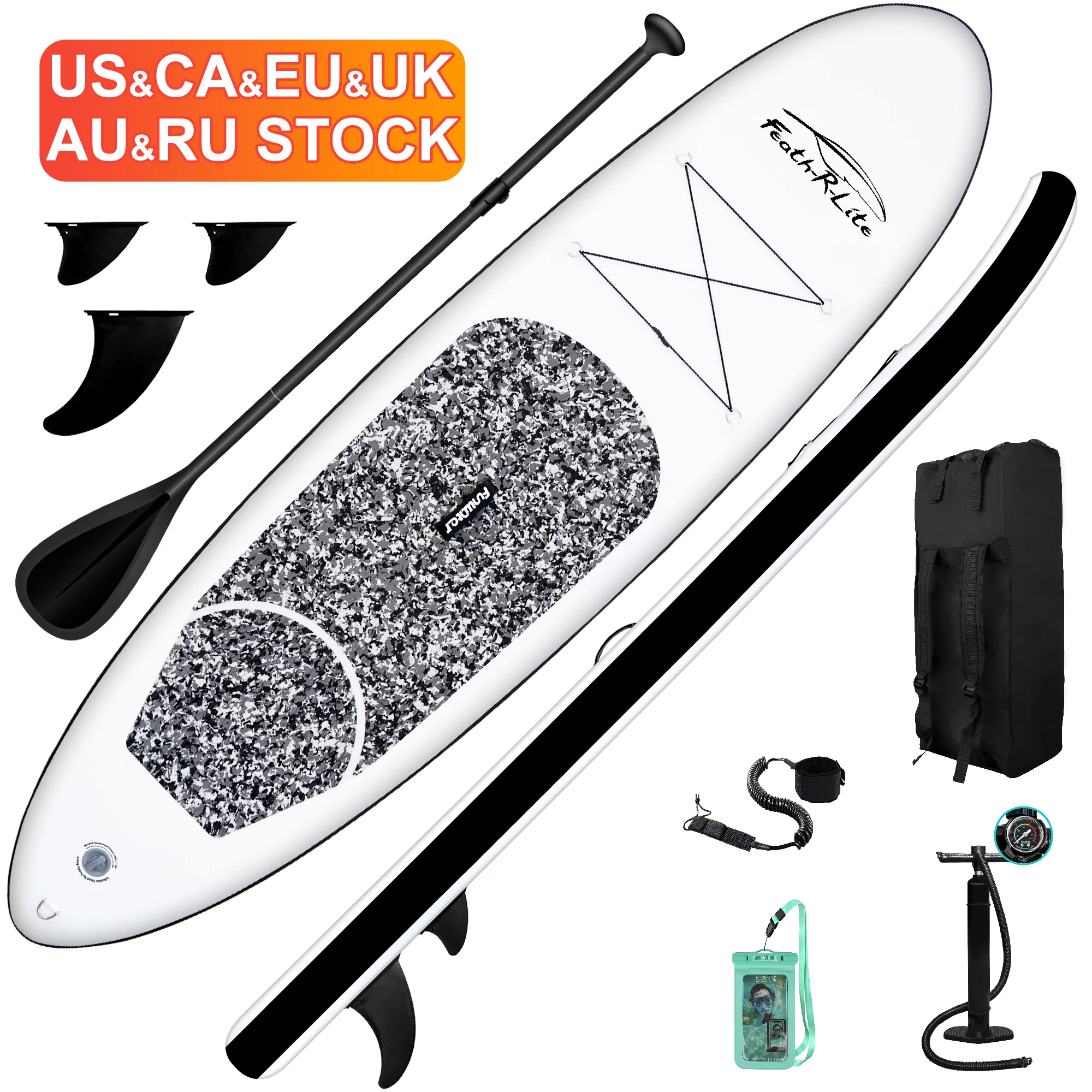 

FUNWATER Dropshipping OEM Wholesale cheap black surf board CE surfboard sup paddle board inflatable paddle paddleboard sample