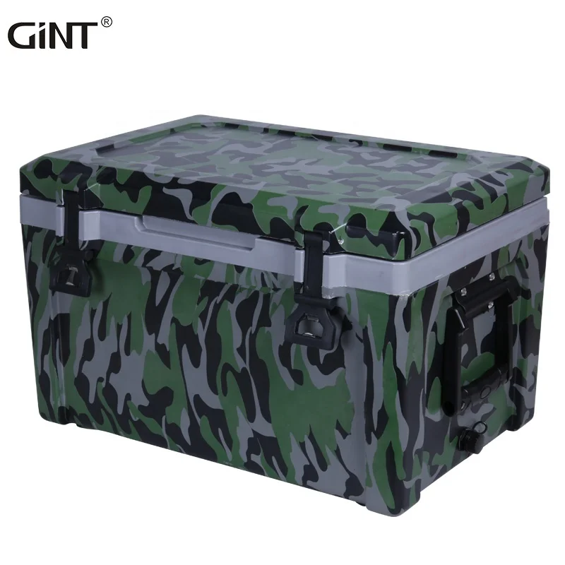 

New design 50L Waterproof for camping fishing cooler box Army green insulated Hard cooler box pp Portable ice chest, Red/blue/ customized