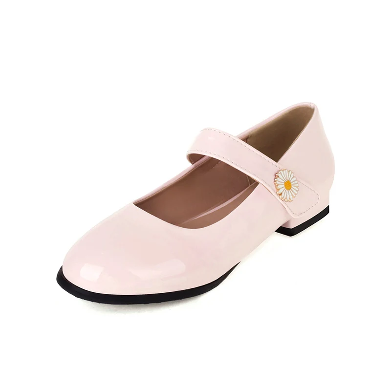 

new round head Patent Leather Sewing thread Light weight Low Heel Leisure shoe