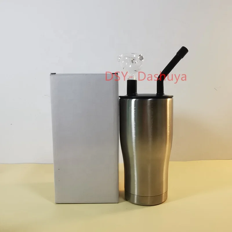 

Hot Selling Hookah Cup 20oz Stainless Steel Double Wall Modern Curve Cup White Sublimation Blanks Tumbler with Smoking Pipe Lid