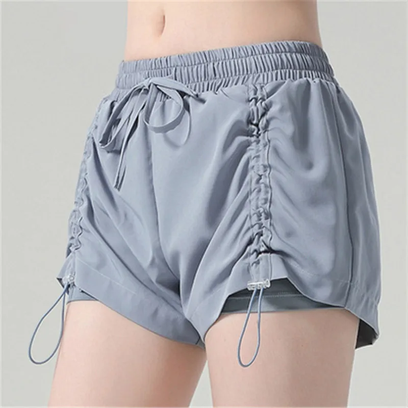 

Summer Female Elastic Lace-up Women's Shorts Drawstring Stretch Running Yoga Fitness Sports Casual Shorts, As the picture display