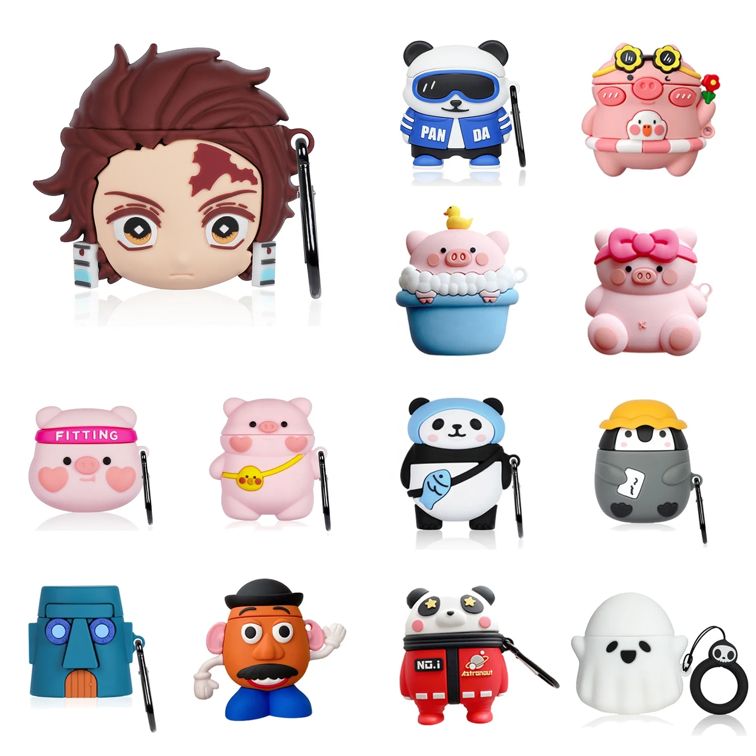 

Hot Sale Cute Cartoon Silicon Air Pods 2 Case 3D Favorite Character Design for Airpods Case Cover Earphone Earpods Case, Multiple colors