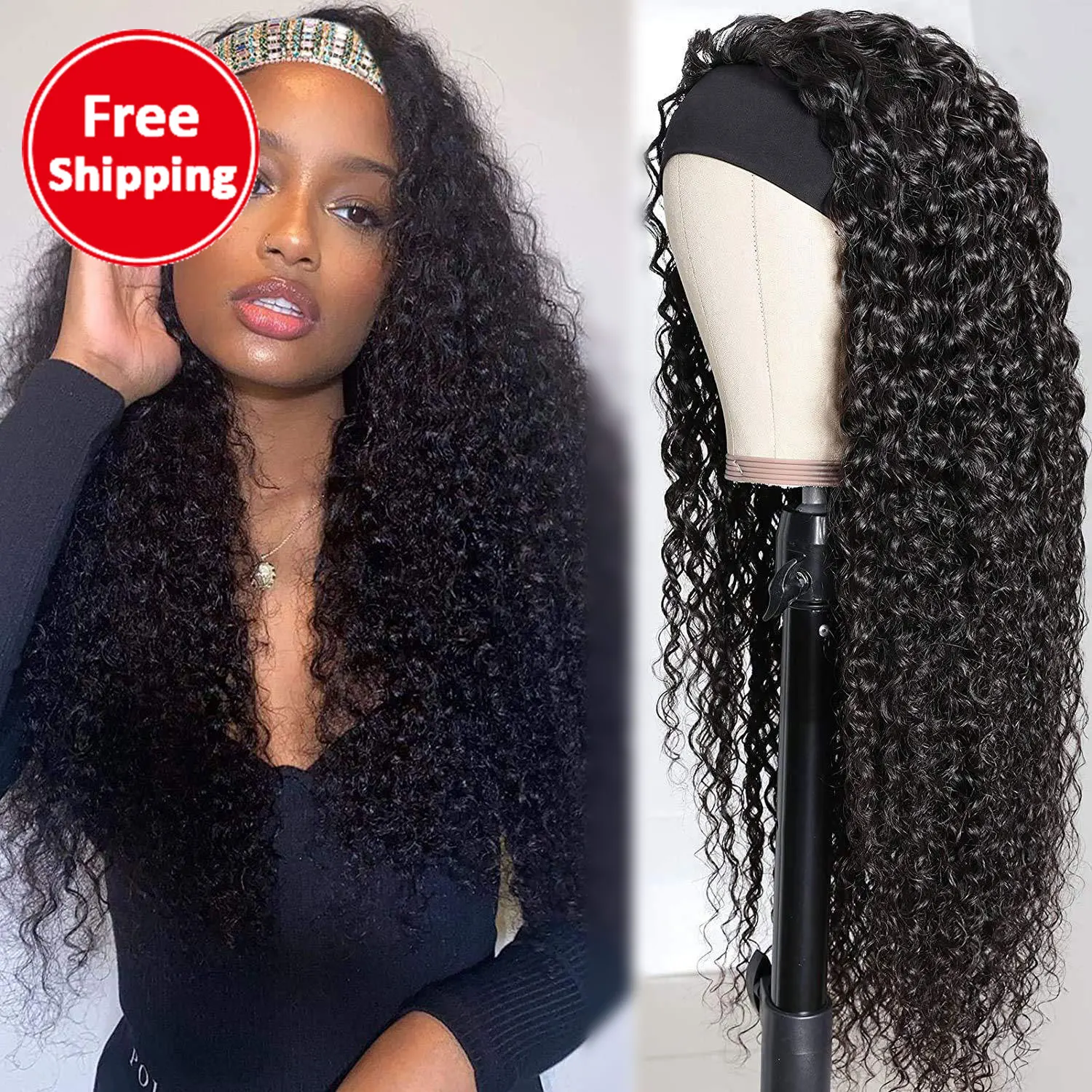 

free shipping korea bulk headwrap rawstring fiber synthetic hair headband wig