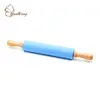 Silicone Rolling Pin ,Non-stick Surface with Wooden Handle