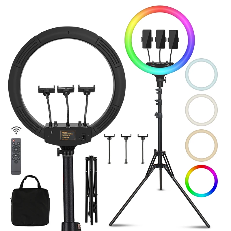 

18 Inch Led Selfie Photography Dimmable Ring Light with Tripod Stand, Rgb colorful