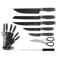 

7 pcs black nonsticl coated knife block packing knives kitchen set