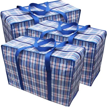 

Blue And White Woven Bags Handle Zipper PP Woven Bags China, Red,blue