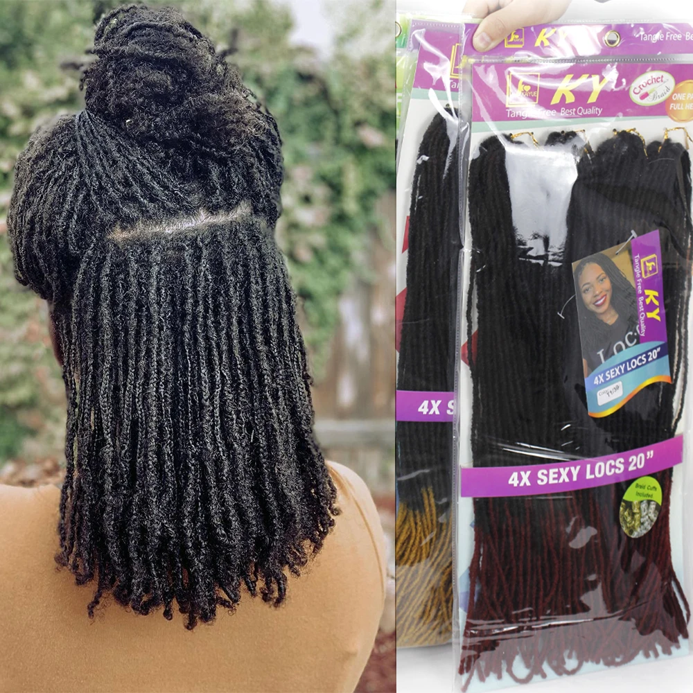 

Onst Long dreads Locks Afro pre loop Crochet Box Braids 20 Inch 64 strands Synthetic Hair for Women Faux locs dreadlocks Hair