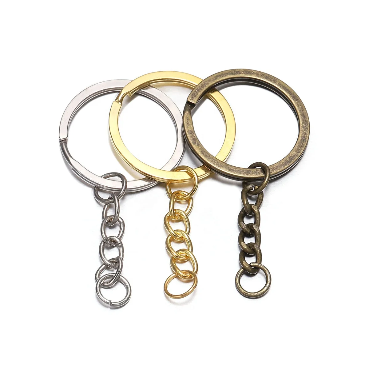 

10 pcs/lot Key Ring Key Chain Gold Rhodium Antique Bronze 60mm Long Round Split Keychain Keyrings Jewelry Making Bulk Wholesale, Gold,silver,rhodium,antique bronze,gun black/
