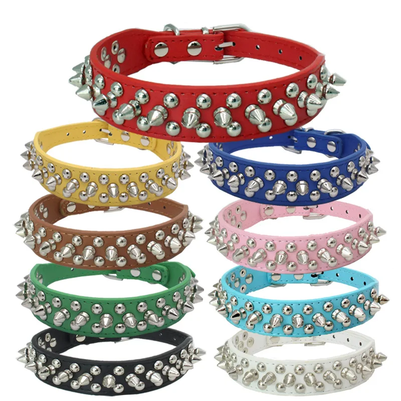 

New anti bite rivets cool bullet head dog chain large spiked studded metal buck dog collar in bulk, Customized color