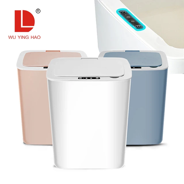 

12L automatic household trash bin plastic wholesale Kitchen sensor smart trash can/garbage bin, White/bule/pink