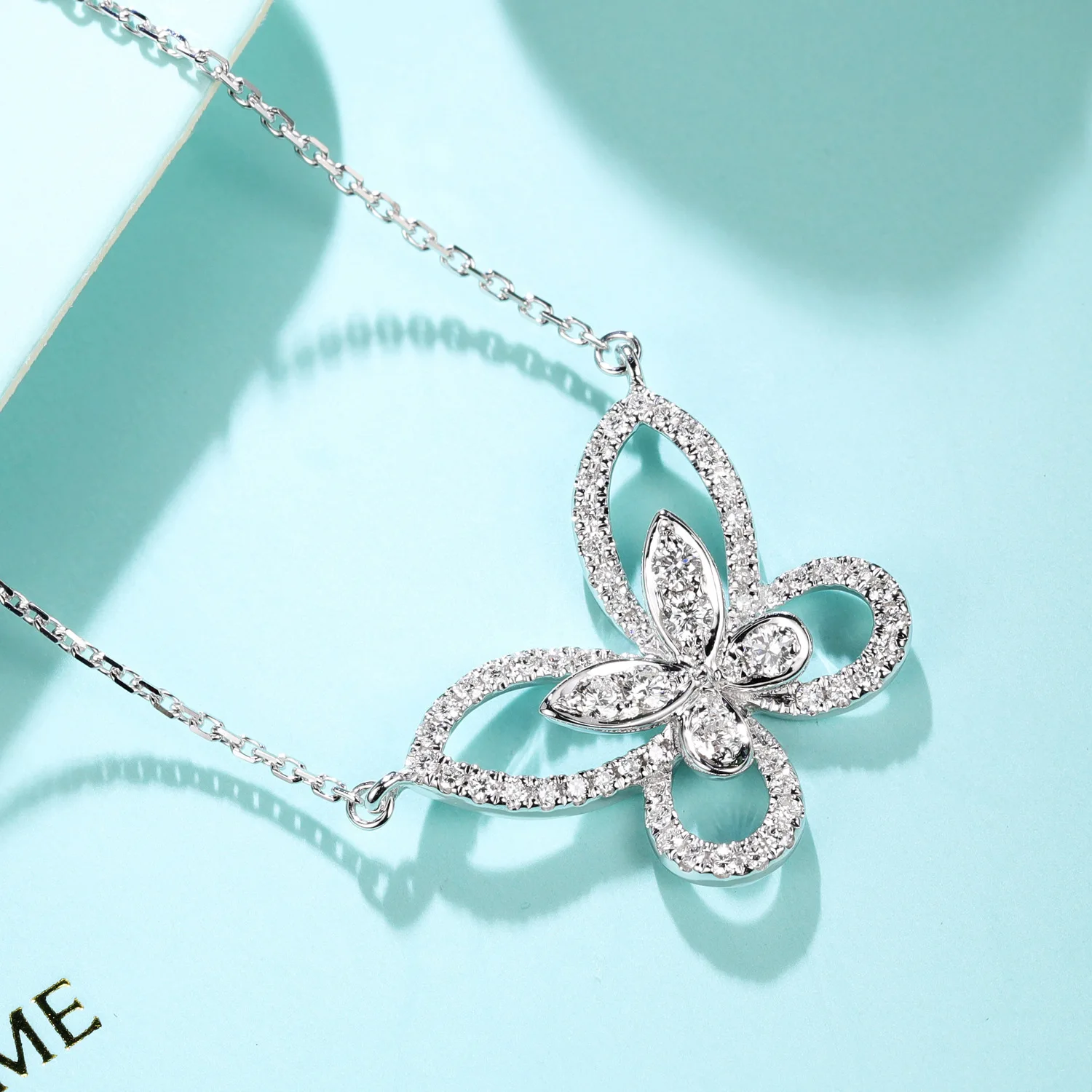 

Wholesale Jewellery KYNL0172 3A Zircon Butterfly Shape Necklaces For Women, Silver