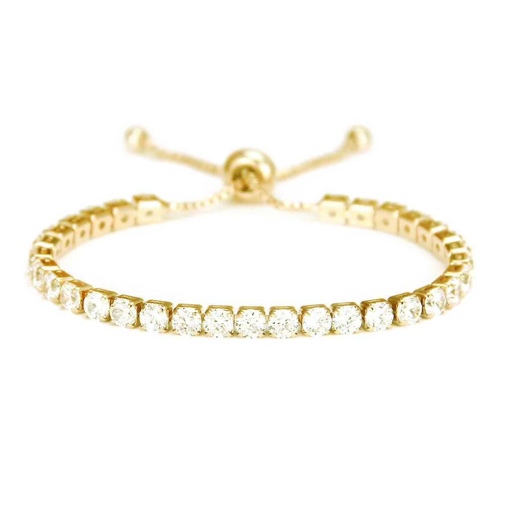 

5mm Tennis Bracelet Diamond Nail Bangle Set Thin Tennis 18k Zircon Bracelet Women Tennis Bracelet For Women, Picture shows