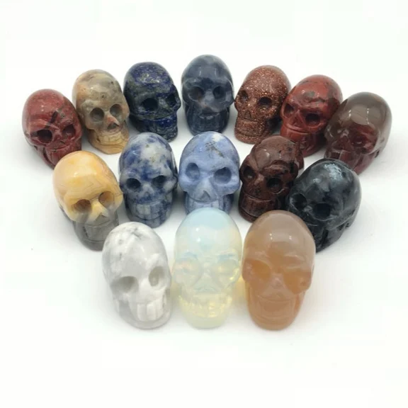 

Gifts wholesale divination geomantic home decoration natural hand carved crystal healing stone transparent crystal quartz skull, White