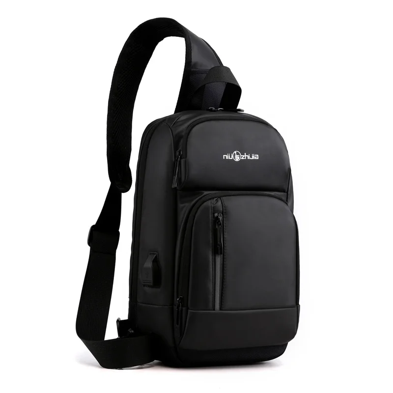 

New Style USB charging Port Waterproof Wear Resistant Anti Theft Sling Single Shoulder Crossbody Chest Bag