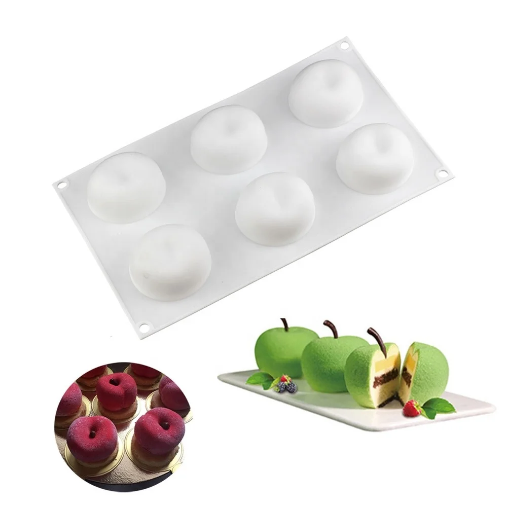 

3D Apple Shape Silicone Mold 6 Cell DIY Cake Mousse For Ice Cream Chocolate Pastry Art Pan Dessert Bakeware Cake Decorating Tool