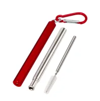 

Wevi Reusable retractable stainless steel drinking straw portable collapsible telescopic straw with case cleaning brush