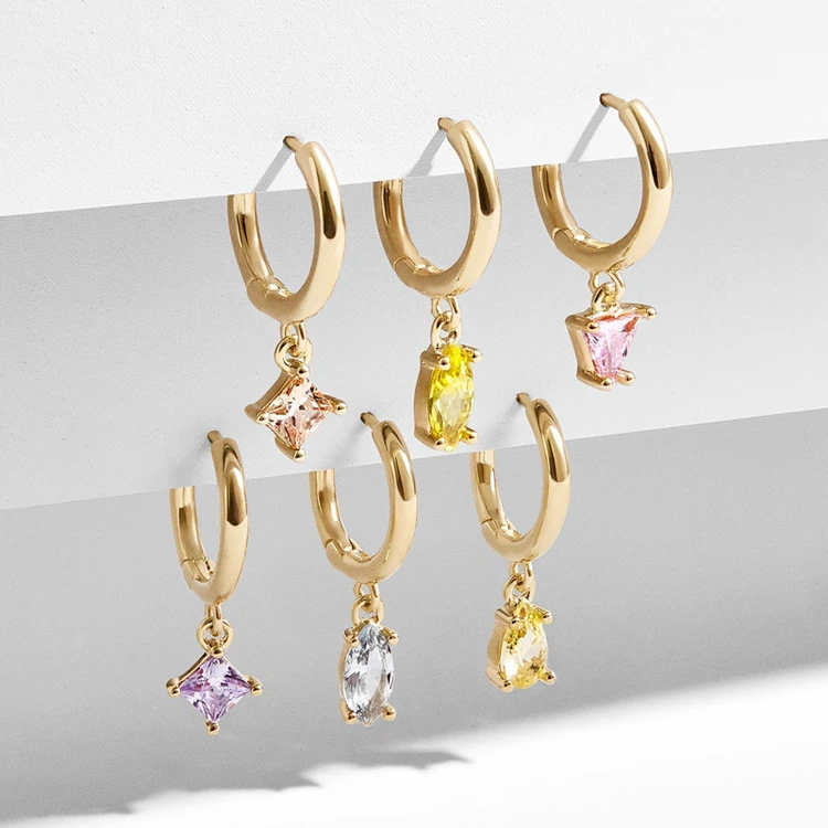 

Chinese Supply Gold Plated Huggie Earrings Set For Women`custom crystal drop earrings wholesale, Optional as picture,or customized
