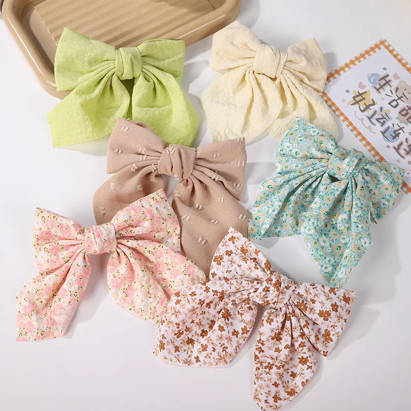 

New fashion bow hairpin simple floral bow knot barrette women gentle fabric beauty hair accessories