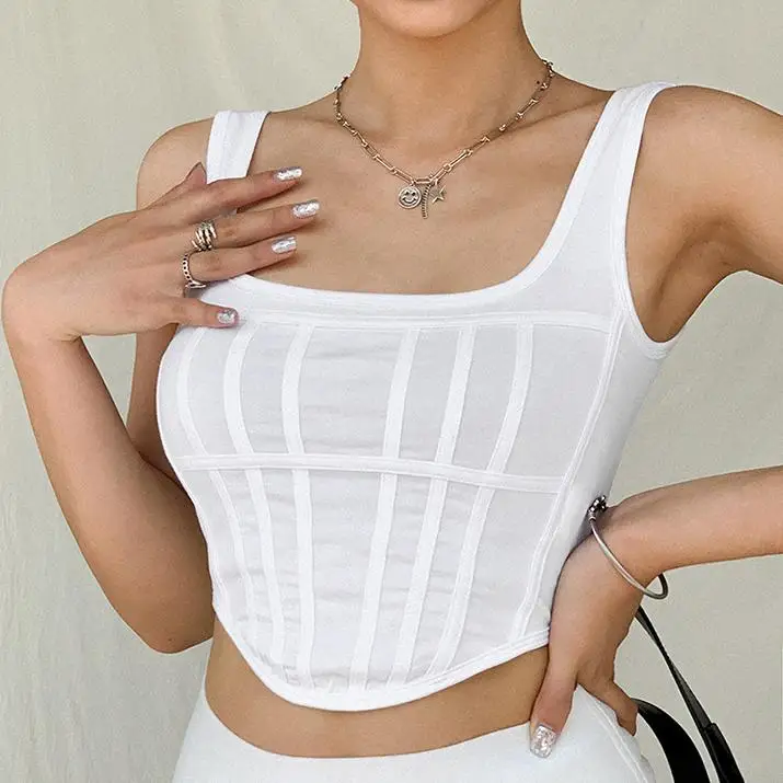 

S2191D Ladies sexy crop tops female Fashion white Vest