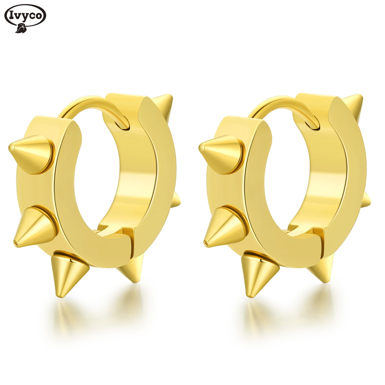 

14k gold unique hip hop face classic rivet dropping earing errings jewelry women, Gold silver black