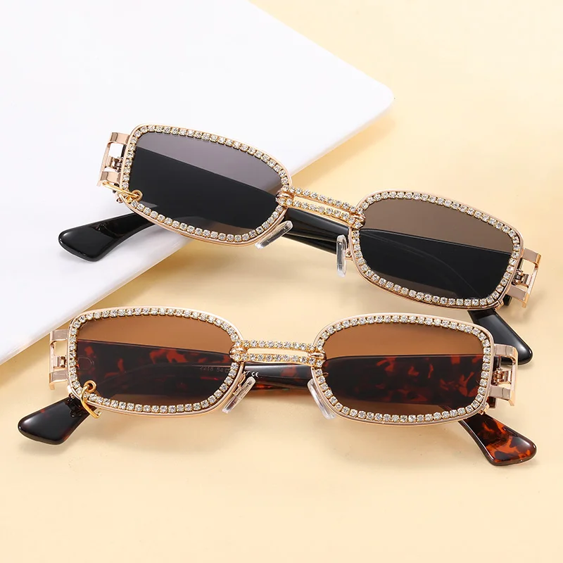 Superhot Eyewear 51800 Fashion 2021 Women Sun glasses Vintage Diamond Rhinestone Rectangle Sunglasses