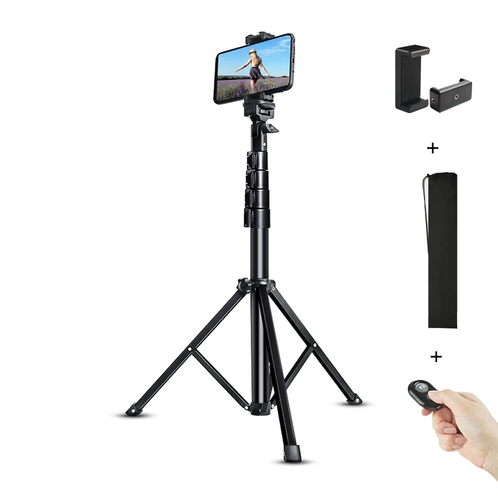 

Factory Latest Style High Quality 130cm 51" Extendable With Remote Control Aluminum Material Lightweight Selfie Stick Tripod