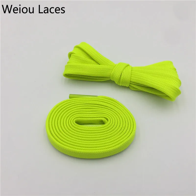 

2021 Weiou Glow Fluorescent Green Pure Color Shoestring Night Time Shiny Flat Bootlaces Silicone Laces, 8 colours,support customize color