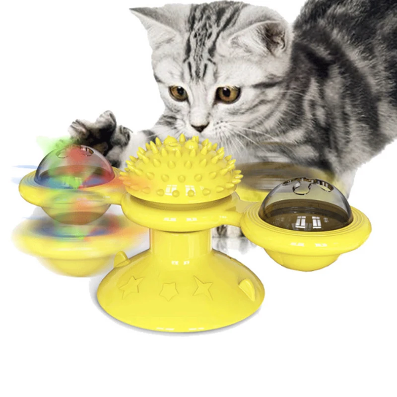 

Wholesale Grooming Rubber Material Cat Pet Toy Windmill Catnip Bell Toy For Kitten, Blue/yellow/green