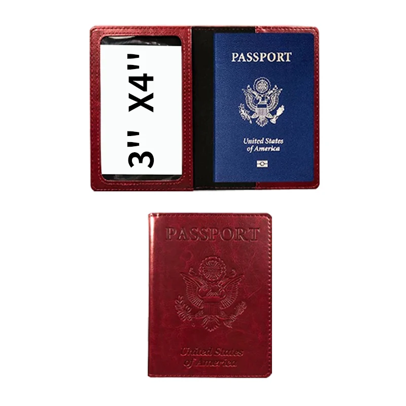 

2022 new 4x3 inch vaccine card holder protector PU leather passport and vaccination card cover Travel wallet passport holder