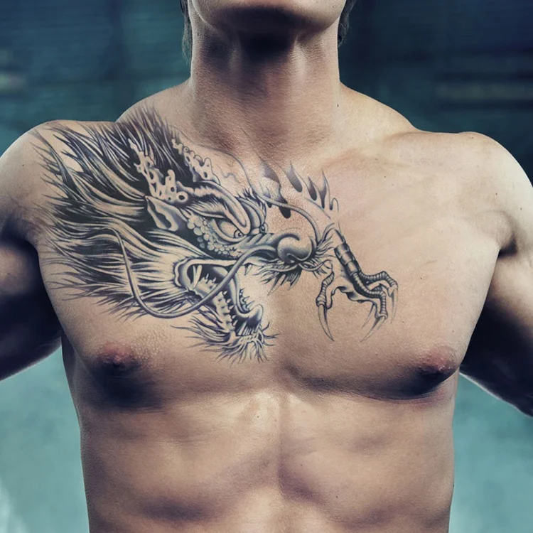 

Cool Dragon Design Waterproof Temporary Chest Arm Shoulder Tattoo Sticker For Men