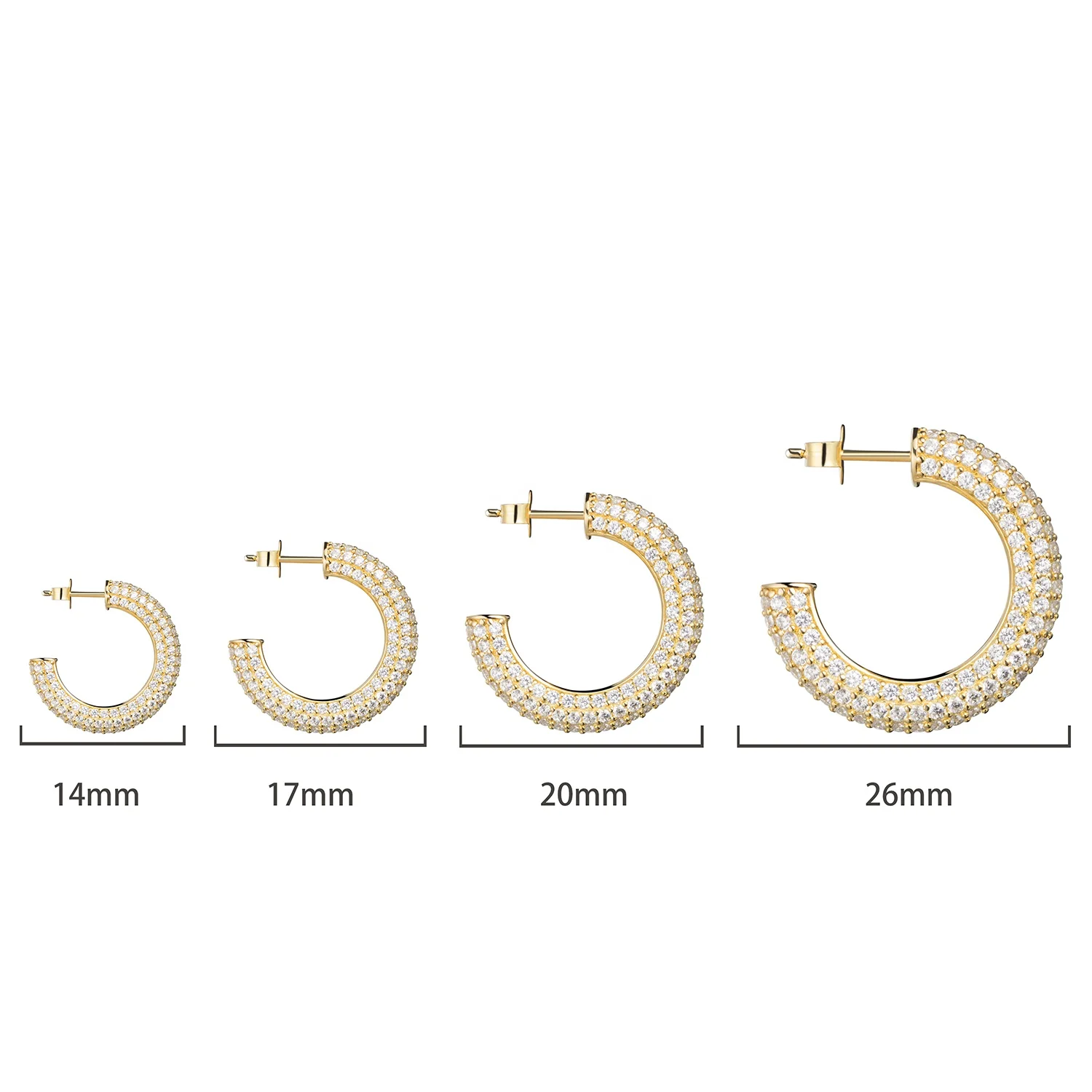 

New Oorbellen Middle Large Size Wholesale Hoop Gold Plated Earring 18K 14Kt Set Zircon 925 Silver Fashion Jewelry Earrings