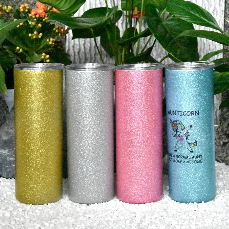 

20oz double wall stainless steel straight glitter sublimation tumbler vacuum insulated sublimation blank glitter tumblers, White or colors